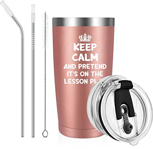 Livole Gift for Teacher End of The Year, Funny Teachers Gifts for Women, Best Teacher Gifts, Presents for Teachers, 20OZ Insulated Vacuum Travel Coffee Mug, 600ml Leakproof Tumbler with Straw and Lid