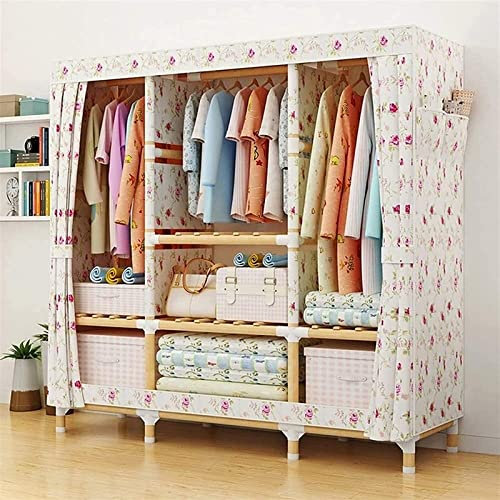 Tragbarer Kleiderschrank,Stoff-Kleiderschrank,Kleiderschrank,Schlafzimmer,einfacher Stoff,einfache Montage,Massivholz-Stoff,einfacher Schlafsaal,Aufbewahrungsschrank für Erwachsene,C. Tragba