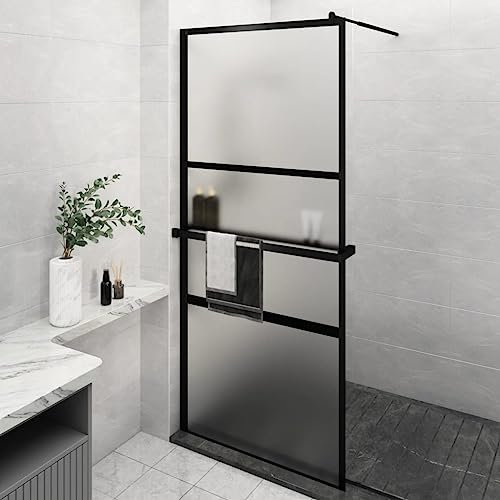 Home Furniture Paroi de douche à l'italienne avec étagère Noir 100 x 195 cm