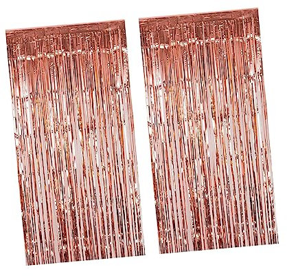 Warmhm 2stücke Roségold Quastenvorhang Kunststoff Türvorhang Partydekoration Hochzeitsvorhang Foto-Requisiten Für Partys Und Feste