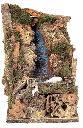 Holyhome Cascata 18x33x20 cm (7,08x12,99x7,87 Inch) con Ponte e Pecore per Presepe