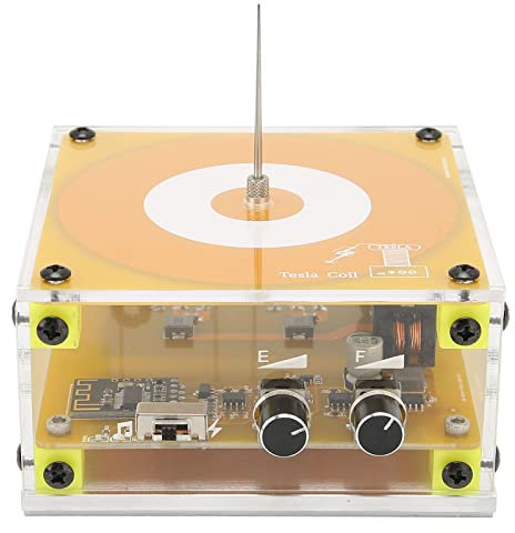 Naroote Altoparlante Bobina, Kit Bobina Musica Bobina Musica Arco Bobina Toccabile Trasmissione Wireless Altoparlante Al Plasma Giallo con Luce per Sussidi (Spina
