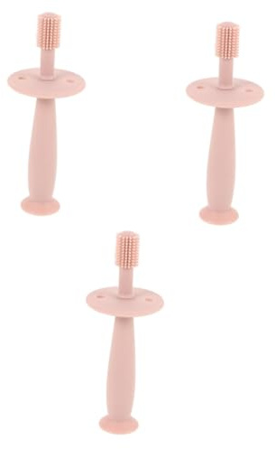 FRCOLOR 3stücke Silikonzahnbürste Mit Schutzbaffle Sanfte Zahnpflege Für Kleinkinder Ergonomischer Griff Für Empfindliche Babyzähne