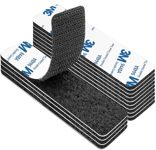 YISUMEI 12 Stück Klettband Selbstklebend Extra Stark, Klebepads Doppelseitig Wiederverwendbar,3 x 10cm Doppelseitiges Klettverschluss Selbstklebend Schwarz