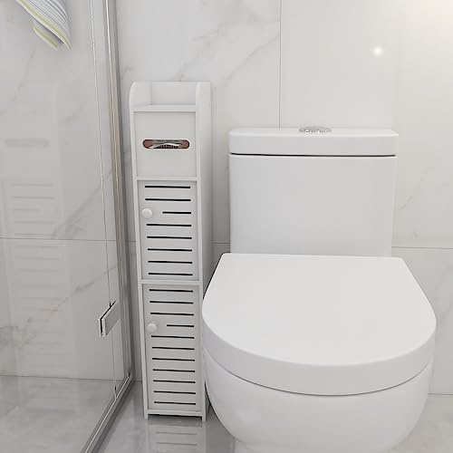 XUANYU Toilettenschrank Nischenregal 4-Ebenen-Badregal (Weiß 15×17×78 cm)
