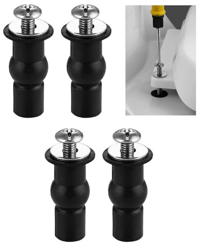 Bkemkri Set di 4 Viti per Sedile del WC, Viti di Fissaggio per Sedile WC, Accessori per Sedile WC, Set di Tasselli per il Montaggio Superiore, Cerniere Copriwater Fori Ciechi Espansione Gomma Viti