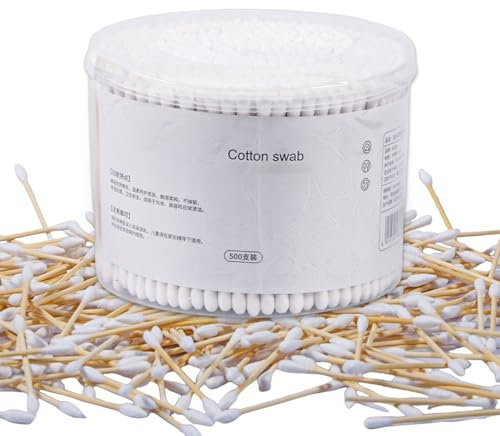 500 unidades de bastoncillos de algodón para los oídos de doble cabezal, hisopos de algodón extraíbles, respetuosos con el medio ambiente para maquillaje, pulir, limpiar las orejas