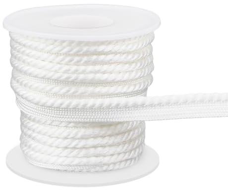 BENECREAT 9.14 m di Cordoncino Bianco per Rifiniture, 10mm, Nastro di Sbieco In Raso di Poliestere, Cordino per Bordi di Tappezzeria, Cordoncino per Bordi di Cucitura