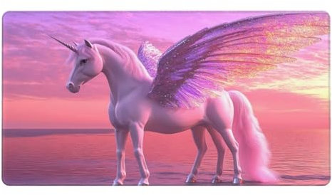 Gaming Mauspad XXL,900 x 600 x 3mm Mousepad Verlängertes Groß Mauspad Schreibtischauflage,Genähte Kanten Rutschfeste Gummibasis,Verbessert Präzision und Geschwindigkeit Home Office Rosa Pegasus L-4498