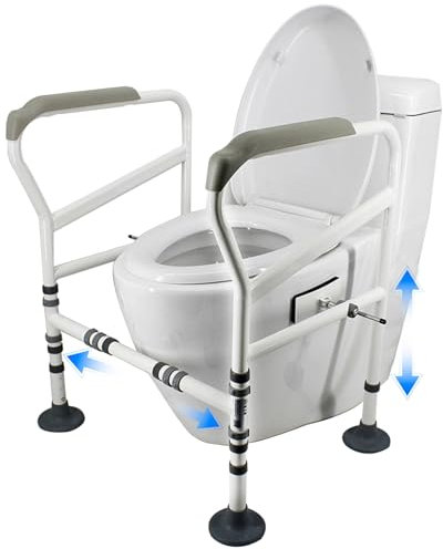 Siège de toilette pour personnes âgées, rehausseur de toilettes avec hauteur réglable, support antidérapant, poignées avec grande ventouse, aide au relèvement de WC pour personnes âgées, handicapées