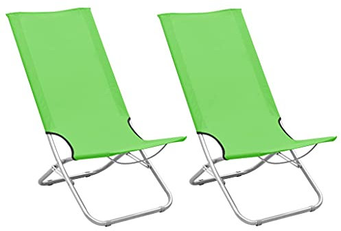 Myheimly Klappbar Klappstühle Klappstuhl Gartenmöbel Balkon Sühle Gartenstuhl Strandstühle 2 STK. Grün Stoff 2X 3005001de
