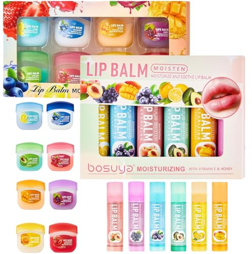 14 Pack Lip Balm Set Multipack-Lip Gloss For Girls-Hydrating&Repairing for Dryness&Chapped Lips-Fruit Flavours Beeswax&Vitamin E- Moisturizing Cracking Lipbalm Chapstick for Women and Kids Skincare