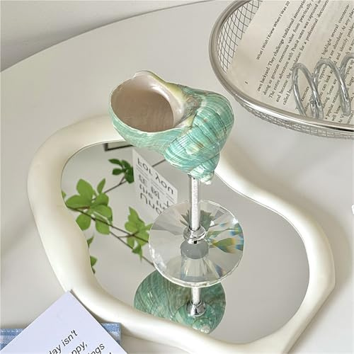 JDZYFFS Art Statue - Desktop Decoration Figurine Sculpture, Handmade Glossy White Conch Statues Wine Glasses, Sea Shell Martini Sculptures Whiskey Glass, Cocktail Ornaments Drinks Cup(B)