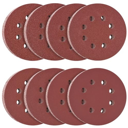 Flintronic Disques Abrasifs Auto-agrippants 125mm, 120 pièces Disque de Ponçage, Disques Abrasifs, 40/60/80/100/150/240/320/600 Grains 8 trous Idéal pour Poncer/Polir/Dérouiller