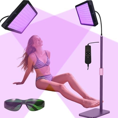Gesichtsbräunungslampe, 100 LEDs, 395 nm Wellenlänge, Solarium für den ganzen Körper, Selbstbräunungsgerät mit verstellbarer Basis/Höhe/Winkel, 360° drehbarer Schwanenhals, Timer & Helligkeitsregelung