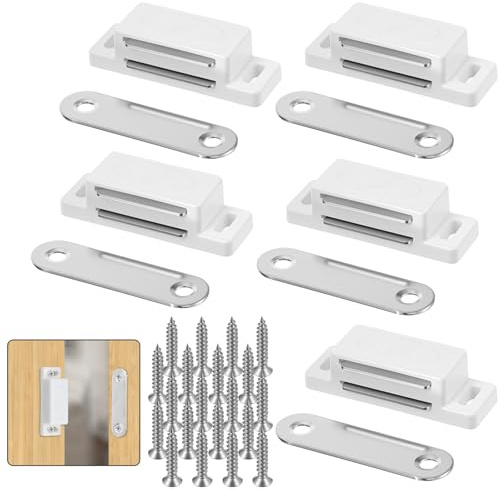 5 Stück Magnetschnäpper Weiß, Türmagnet, Magnetverschluss Schrank, Tür Magnet Schranktür, Magnet Türschließer für Schranktüren, Türen, Möbel, Schubladen