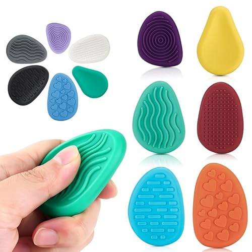 12 Pièces Fidget Toys Pierre Sensorielle, Fidget Toys Sensory Stone en Silicone, Jouets Apaisants pour Enfants Pierres préoccupation Colorées et Texturées pour Enfants Adultes, Jouets Anti-Stress (C)