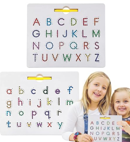 Lavagna magnetica per tracciare l'alfabeto – Tabellone da gioco per l'apprendimento 2 in 1, tracciamento delle lettere su entrambi i lati, giocattolo educativo STEM, sviluppo delle abilità di scrittur