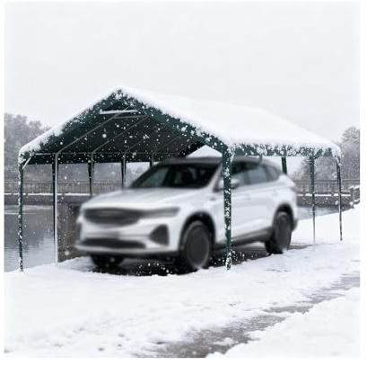 Robustes Carport-Dach Mit Metallrahmen, Großes Winddichtes Schneefangzelt Für Traktor, LKW, Wohnmobil Und SUV(Style 1)