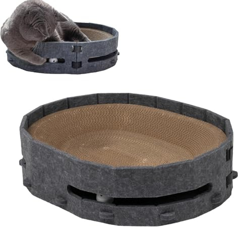 Katzenbett Kratzmöbel | Karton Kratzbett Mit Klingelkugeln - Katzen Bewegung Spielbrett | Für Büro Hotel Reisen Camping Innenbereich Schlafzimmer Wohnzimmer