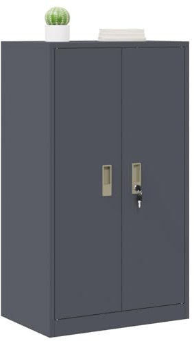 vidaXL Aufbewahrungsschrank Anthrazit 60 x 40 x 105 cm Stahl, Modernes Büro, Rechteckiger Stahl Aufbewahrungsschrank, Abschließbar, Viel Platz, Robuste Lösung