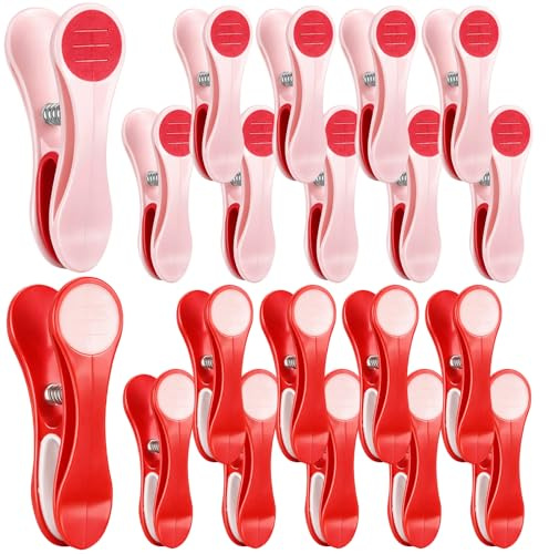 Fabsome Clothes Pegs for Washing Line, Pack of 20 Strong Grip Non Slip Washing Pegs, Soft Grip Long Lasting Plastic Laundry Pegs with Rubber Pad (Red&Pink, 20pcs)