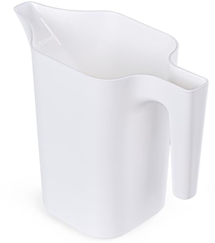 KONZEPT Regadera pequeña de 1,8 L para plantas de interior, regadera de plástico con mango ergonómico, boquilla precisa, compacta y ligera, para casa, balcón y jardín, color blanco