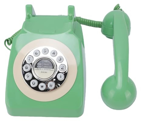 Fabater Téléphone Fixe Filaire à L'ancienne, Style Vintage pour la sécurité de la Famille et Les Souvenirs, Matériau ABS Durable, 1 unité (Vert foncé)
