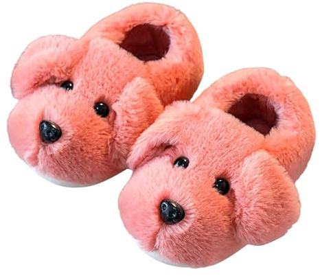 Generisch Pantoufles d'hiver confortables avec motifs animaux pour tout-petits - Douces et chaudes - Chaussures d'apprentissage de la marche idéales pour l'intérieur (rouge pastèque, 30 Little Kid)