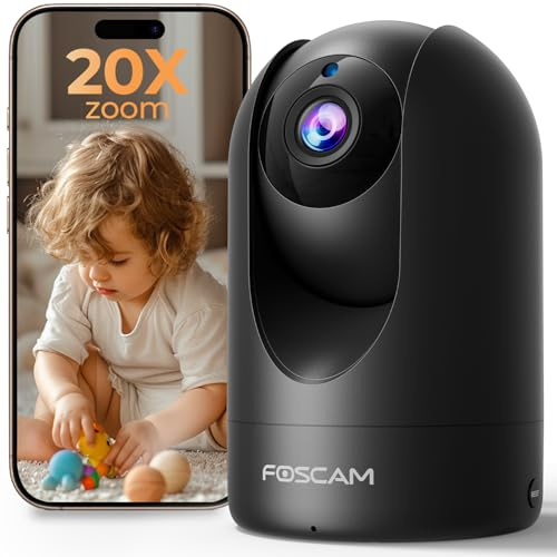 FOSCAM Home Security Camera R4S 4MP WiFi IP Camera,Wireless Baby Monitor with AI Human Detection Sound Detection 33ft Night Vision 2 Way Audio Camera Compatible with Alexa Black