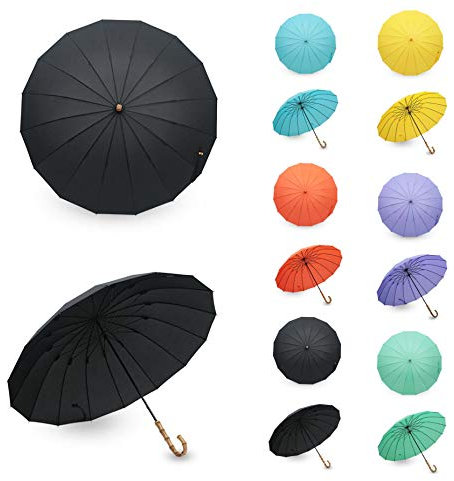 ww homes whinge stick umbrella bamboo handle (black)