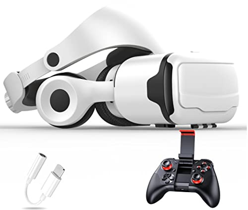 JYMYGS Lunette 3D VR, Casque de Réalité Virtuelle, Casque VR, Contrôleur Bluetooth Smartphone pour iPhone 13 Pro Max/13 Pro/13/12/11, pour Samsung Galaxy S21, Huawei, Xiaomi séries