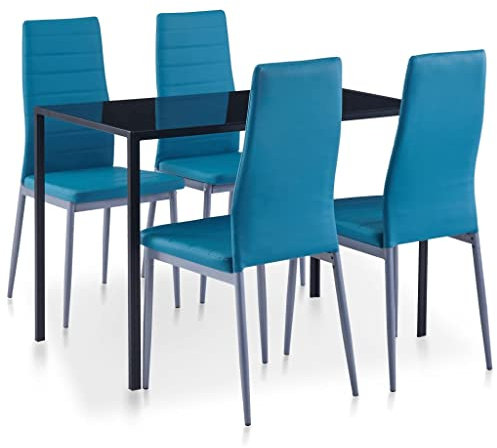 ZEYUAN 5-TLG. Essgruppe, Esstisch Mit Stühlen, Esstischgruppe, Esszimmergruppe,Küchentisch Mit Stühlen, Tischgruppe, Blau