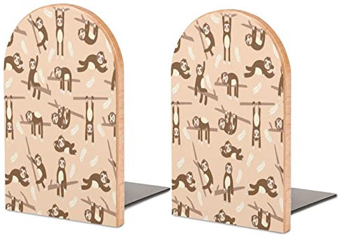 Lustige Faultier-Buchstützen aus Holz für Regal, schwerer Buchständer, Halter, Buchstützen, Dekorationen für Büro und Zuhause