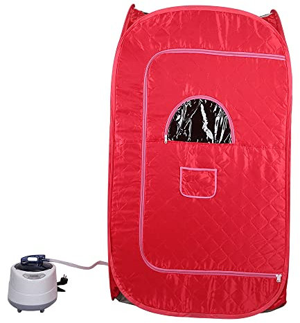 Sauna per casa, sauna portatile, sauna con telecomando, sauna a vapore con evaporatore (sauna a vapore rossa, 80 x 80 x 135 cm)