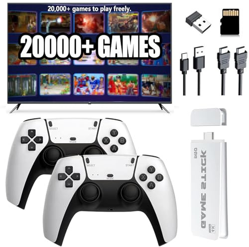 2026 Retro Game Console Video Game Stick, 20400+ Classical Games with Dual 2.4G Wireless Gamepads, Plug & Play for TV HDMI Output, Boys and Adults Gift