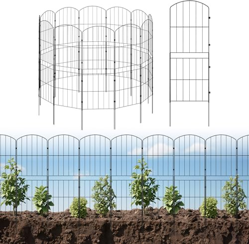 The Fellie Metal Garden Fence 10 Panels, Rustproof Garden Border Fence, Outdoor Animal Barrier Fencing for Flower Bed、Backyard、Patio, 96H*31L CM