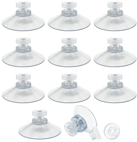 MNYXIS 10 Pezzi Ventose per Vetro con Vite M4 x 10mm, ganci con ventosa, Ventose Trasparenti con Dado Zigrinato da 40mm, Supporto a Ventosa per Finestre, Piastrelle, Parasole Auto e Arredamento Bagno