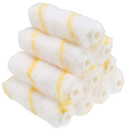 uxcell 4 Inch Mini Fabric Paint Roller Cover Nap Painting Refill 1/4 Hole Dia 10Pcs