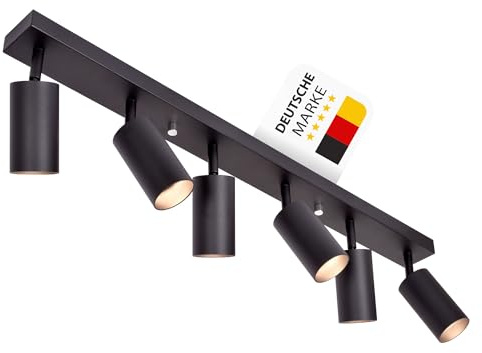 Maxkomfort GU10 Deckenlstrahler schwarz mit GU10 – Premium LED Deckenlampe mit 6 schwenkbaren Spots für stilvolle Beleuchtung | ProSpot 866-6-BK