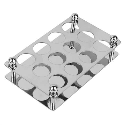 HERCHR 12 Shot Glass Serving Tray, Stainless Steel Cocktail Holder Shot Glass Rack Liquor Tray Drinks Serving Board Organizer for Liquor Shots Whisky Brandy Vodka Rum