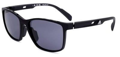 adidas Sport SP0035 Herren-Sonnenbrille, Schlanke und Leichte Sport-Sonnenbrille, Navigator-Brillenglasform, Color-Up Rauchglas, Mattschwarz