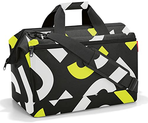 reisenthel allrounder L pocket - un sac type sacoche docteur avec 2 grands compartiments zippés à l'extérieur, grande ouverture à arceaux, 6 compartiments intérieurs, 2 poignées, en noir, Couleur:gelb