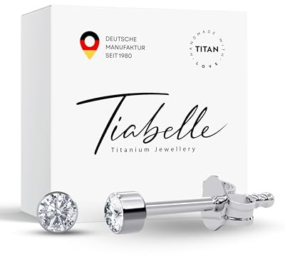 TIABELLE – Ohrstecker RISE aus Titan mit funkelnden Swarovski® Zirconias – Ohrringe für Damen – allergenfrei & hautverträglich – Handmade in Germany