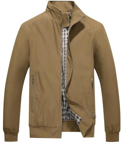 KUDORO Herren Leichte Jacke Langarm Übergangsjacke Bomberjacke Sportjacke | Windbreaker mit Reißverschluss für Herren mit klassischem Stehkragen