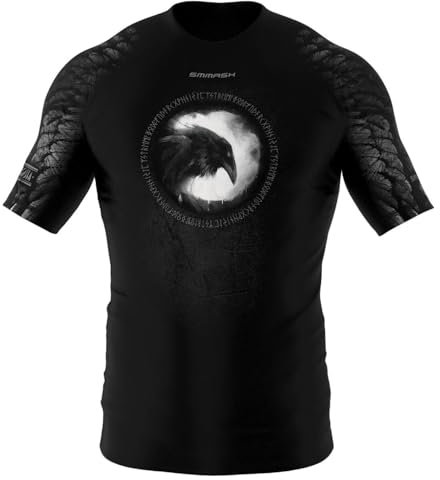 SMMASH Funktionsshirt Herren Rashguard Kurzarm Sportshirt MMA Thaibox Muay Thai Kickboxen Atmungsaktiv Abriebfest