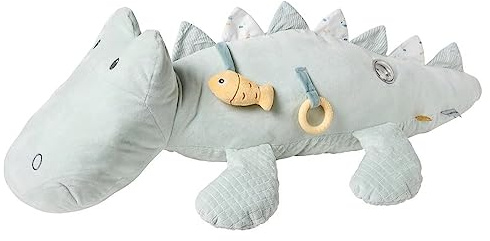 Nattou Aktiv-Spielzeug Krokodil Romeo, Aus Polyester, Mit verschiedenen Aktivitäten, Ca. 28 cm, Romeo, Jules und Sally, Hellblau