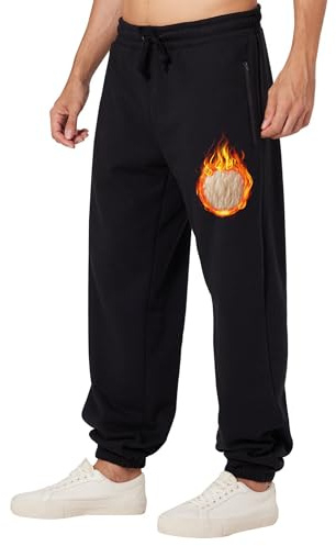 ineepor Pantaloni Tuta Uomo Invernali Pantaloni Termici Sportivi Uomo Felpata Pile Foderato Sherpa Joggers Pantaloni Larghi Baggy Cerniera Tasche Laterali