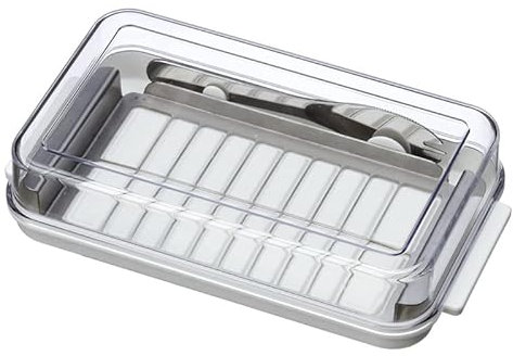 Butter Dish Stainless Butter Cutter Case Butter Dish with Lid Knife Container Sealing Storage Dish Cheese Dish Butter Container ( Color : Grey )