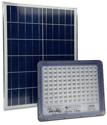 K2 STORE - Faro Led 600W Con Pannello Solare E Telecomando Da Esterno Giardino Viale Luce 6000k Bianco Freddo IP67 Impermeabile Pannello Solare Kit Fissaggio